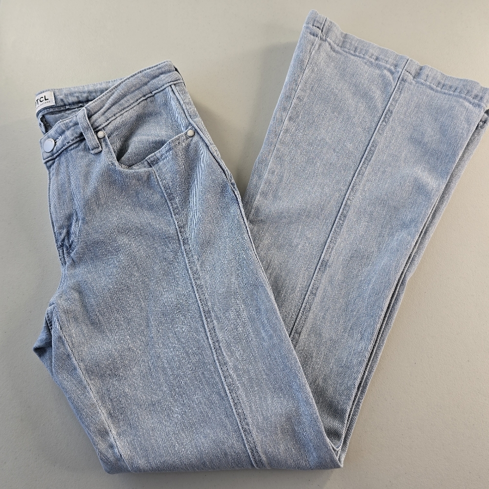 PTCL Ethical Clothing Star Back Flare Leg Jeans Light Wash Size 29 - Picture 3 of 13